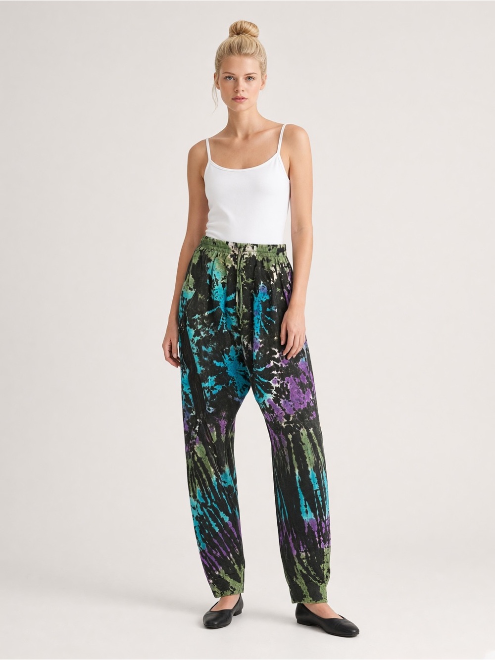 Monkey Temple Made in Nepal Tie-Dye Relaxed Harlem Jogger Pants. Unique. Boho. S